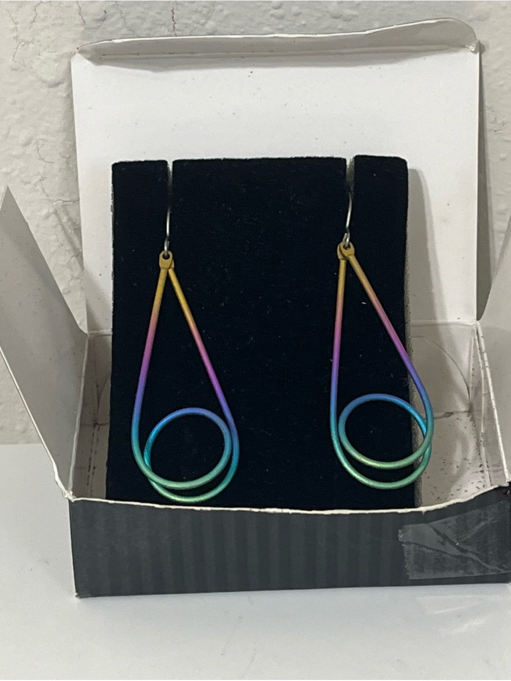 Avon Rainbow Gradient Teardrop Double-Loop Earrings